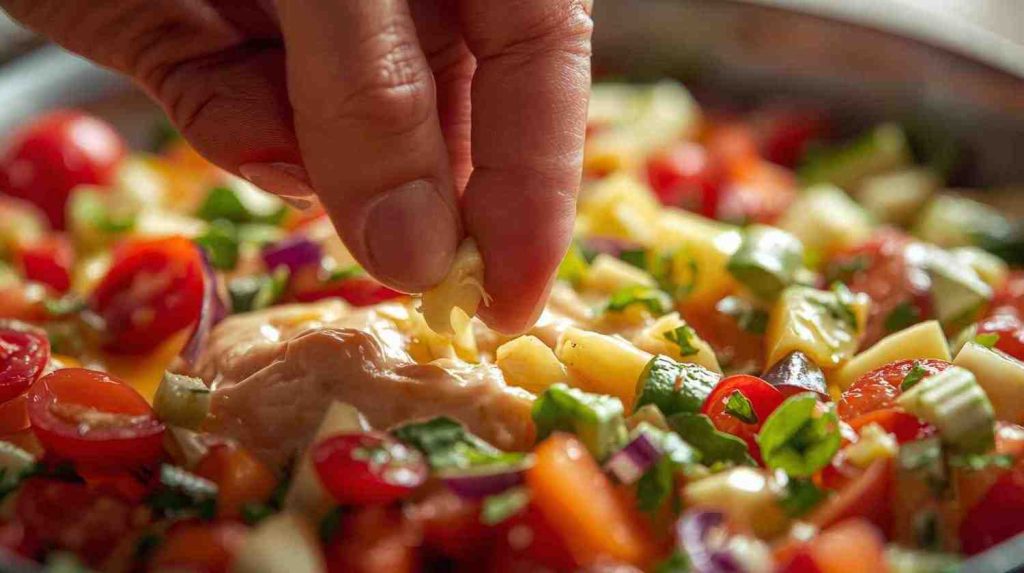 স্যালাদ বা ডিপে মেশানো রসুন, যা স্বাদ এবং স্বাস্থ্য উপকারিতা যোগ করে।