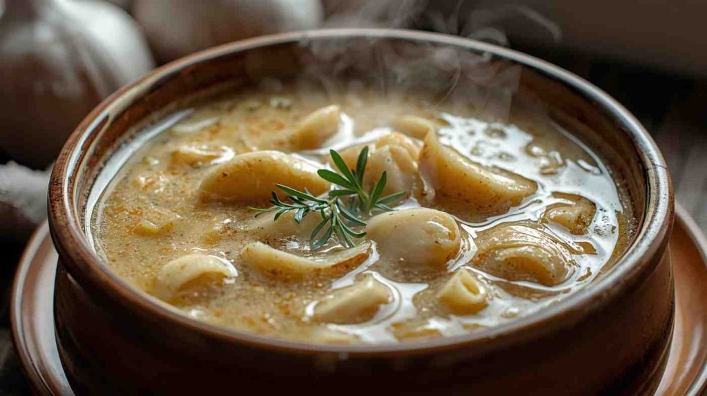 স্বাস্থ্যকর রসুন স্যুপ, যা শ্বাসযন্ত্র এবং রোগ প্রতিরোধ ক্ষমতা বাড়াতে সহায়ক।