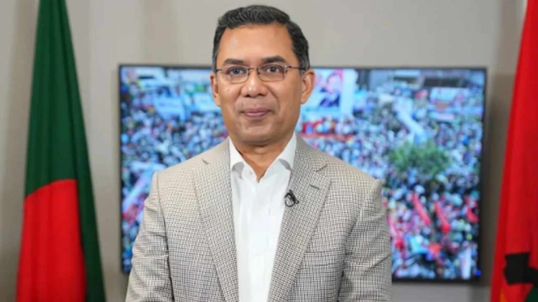 বিএনপি ভারপ্রাপ্ত চেয়ারম্যান তারেক রহমান বক্তব্য রাখছেন